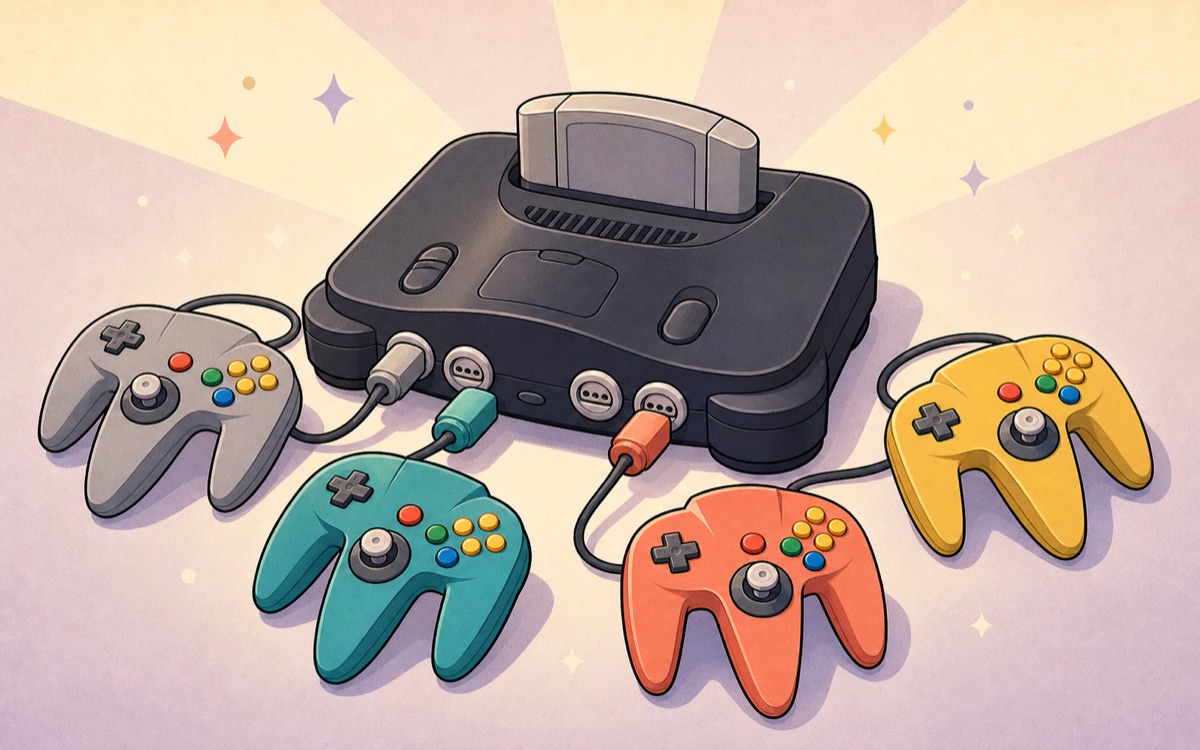 任天堂 64（N64）怀旧主机插画