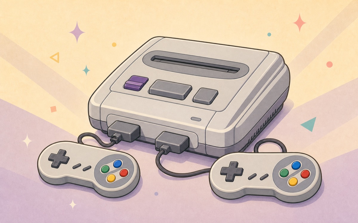 超级任天堂（Super Famicom）怀旧主机插画